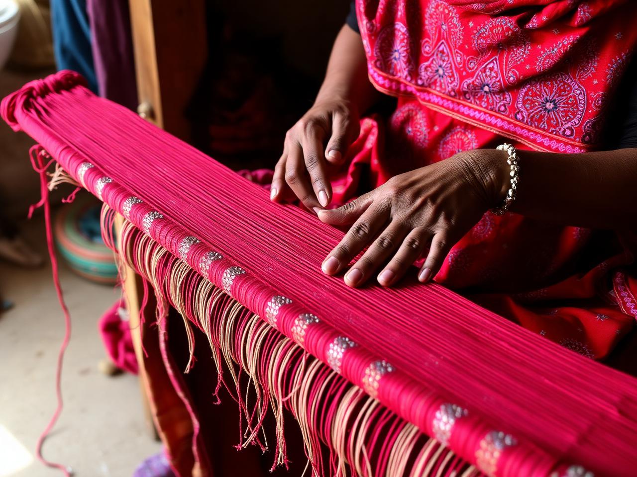 Kutchi artisan weaving traditional handloom textile